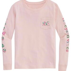 Vineyard Vines Kids Light Pink Long Sleeve Tee 5-6 candy cane
